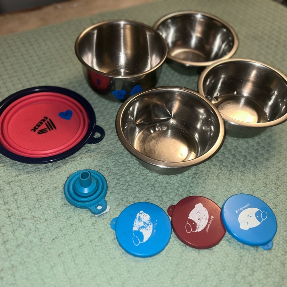 Stainless Steel Mixing Bowl Set  PLUS FOOD COVERINGS FOR FOOD DISHES &Pop up bow